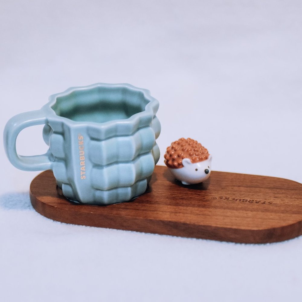 Starbucks Ceramic Cup Set with wooden base tray